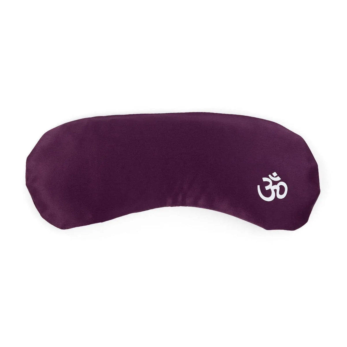 Ein augenkissen kaufen schweiz mit tiefviolettem samtstoff und weißem om-symbol in der sammlung augenkissen
