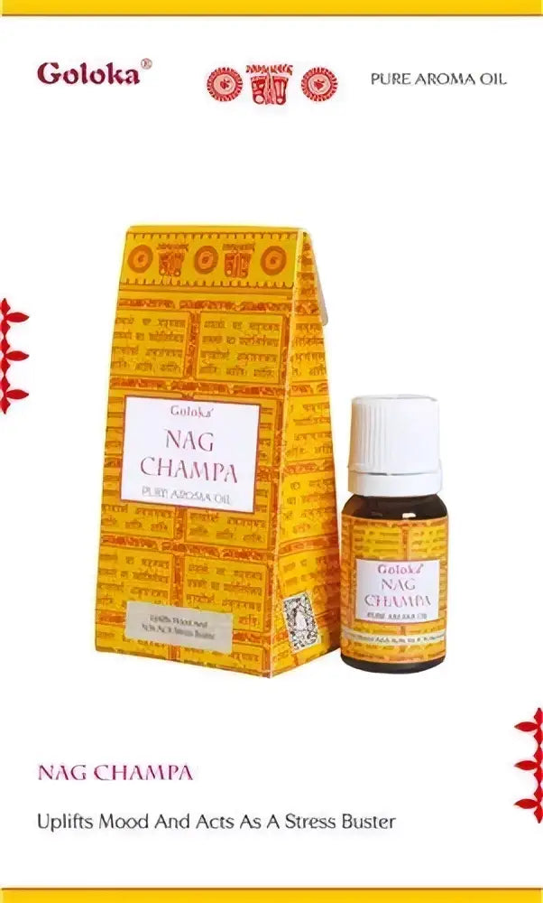 Ätherisches Öl Goloka Nag Champa von Green Tree Candle, 10ml Flasche mit goldenem Verschluss, reines Duftöl für Aromatherapie