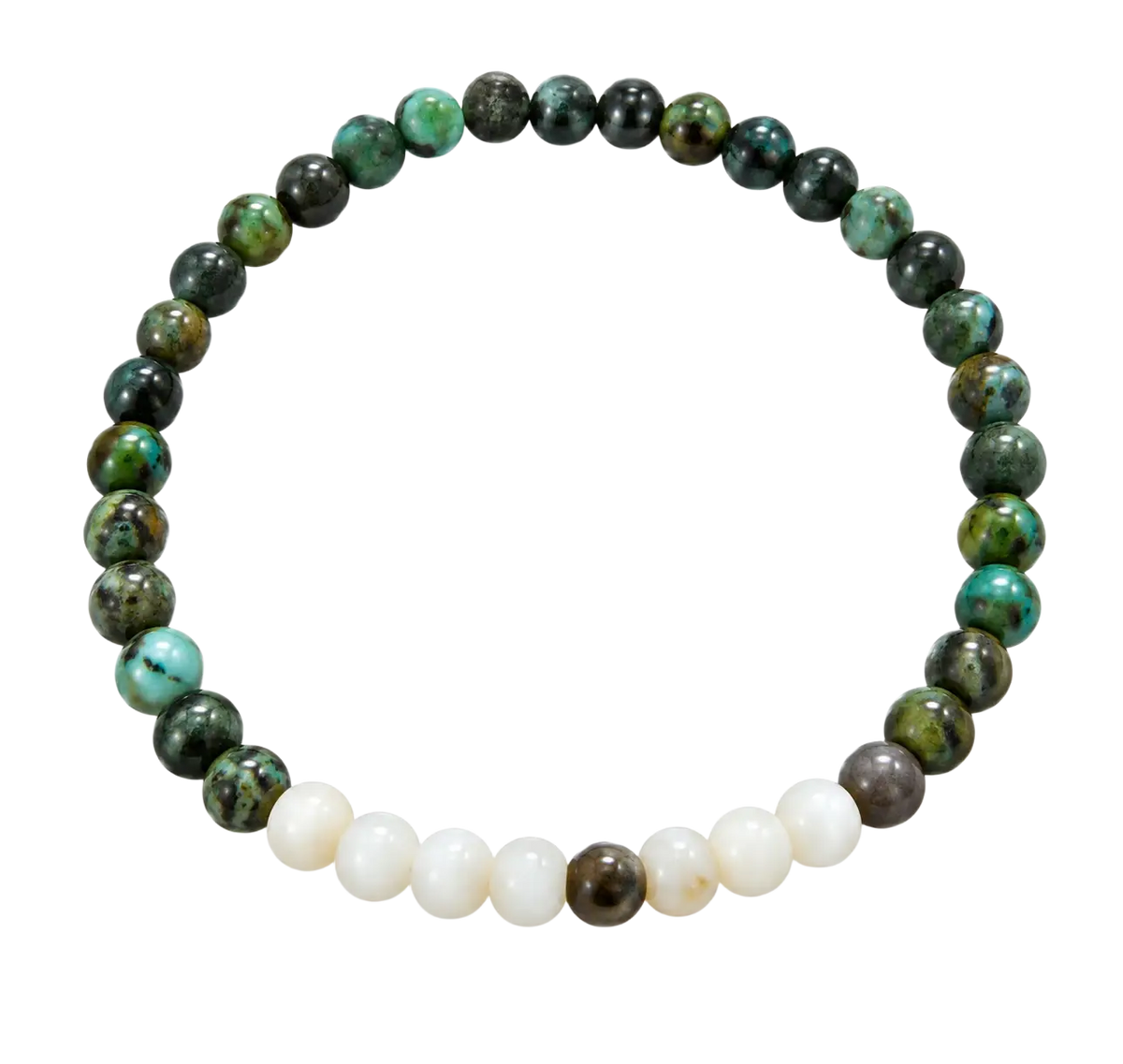 Afrikanisches Türkis Armband mit weißen Perlen, handbestickt, stilvolles Schmuckstück, echtes Ethno-Design von Mana Shop