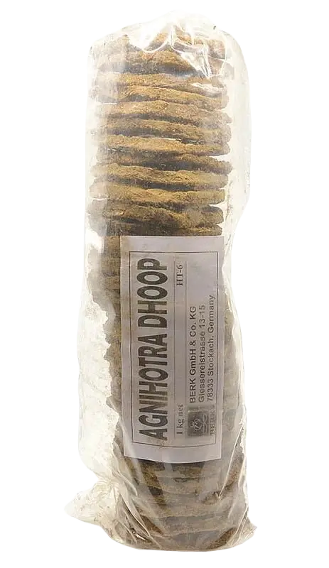 Berk Agnihotra Kuhdung Dhoop Räucherwaren, 1 kg, natürliches Räucherstaebchen für spirituelle Rituale und Reinigungszeremonien