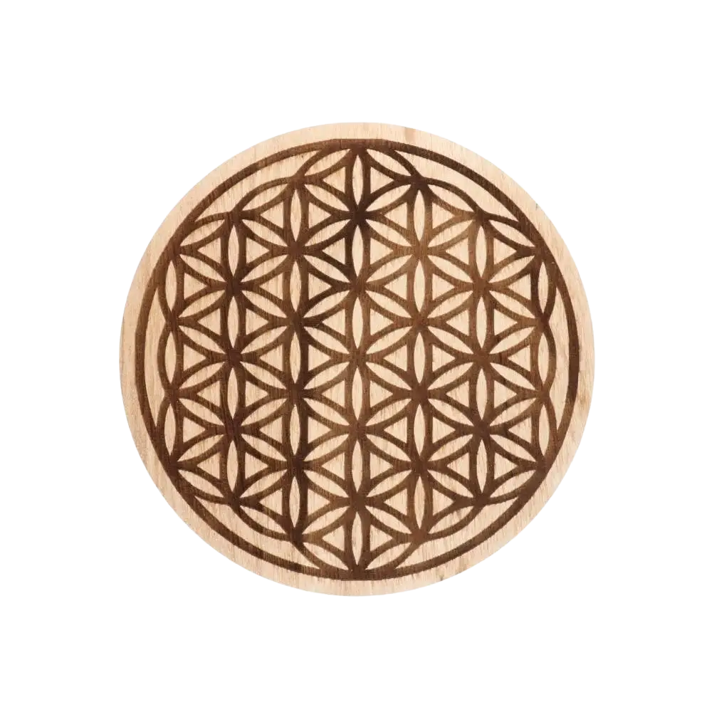 Runde Altarbasis mit Lebensblume, 5,5 cm Durchmesser, als spirituelles Altarzubehör von Vives de la Cortada S.L