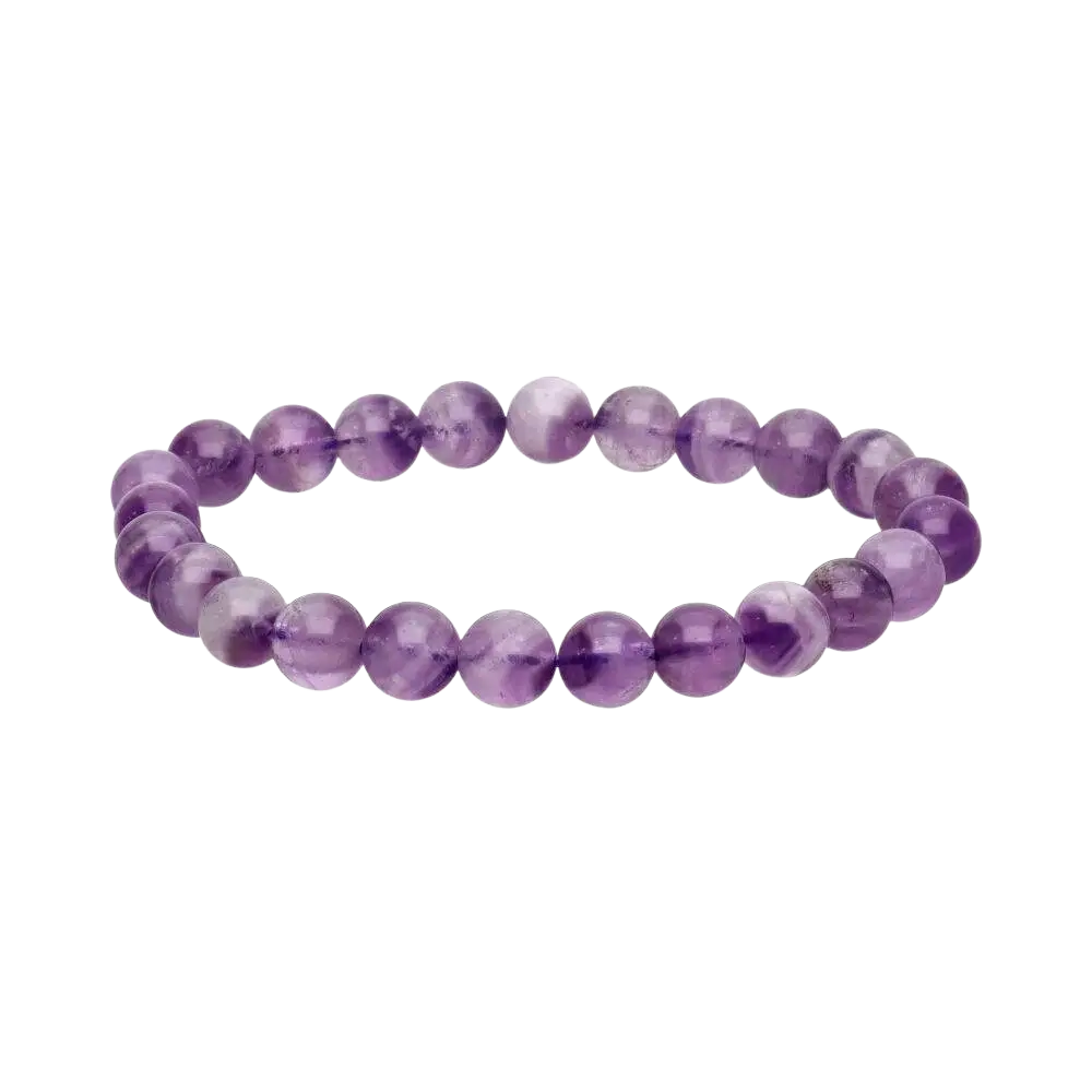 Amethyst-Chevron Armband mit 8 mm runden Perlen, elegantes Schmuckstück, glatte Oberfläche, von Vives de la Cortada SCP