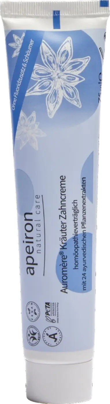 Apeiron Auromère Kräuter-Zahncreme von Spa Vivent in 75 ml Tube, homöopathieverträgliche Mundzahnpasta mit Kräuterextrakten