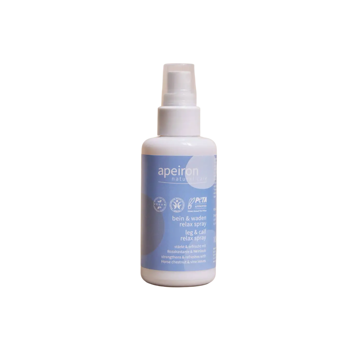 Apeiron Bein- und Waden-Relax-Spray von Spa Vivent, 100ml, Körperpflege, weiße Flasche mit Sprayaufsatz