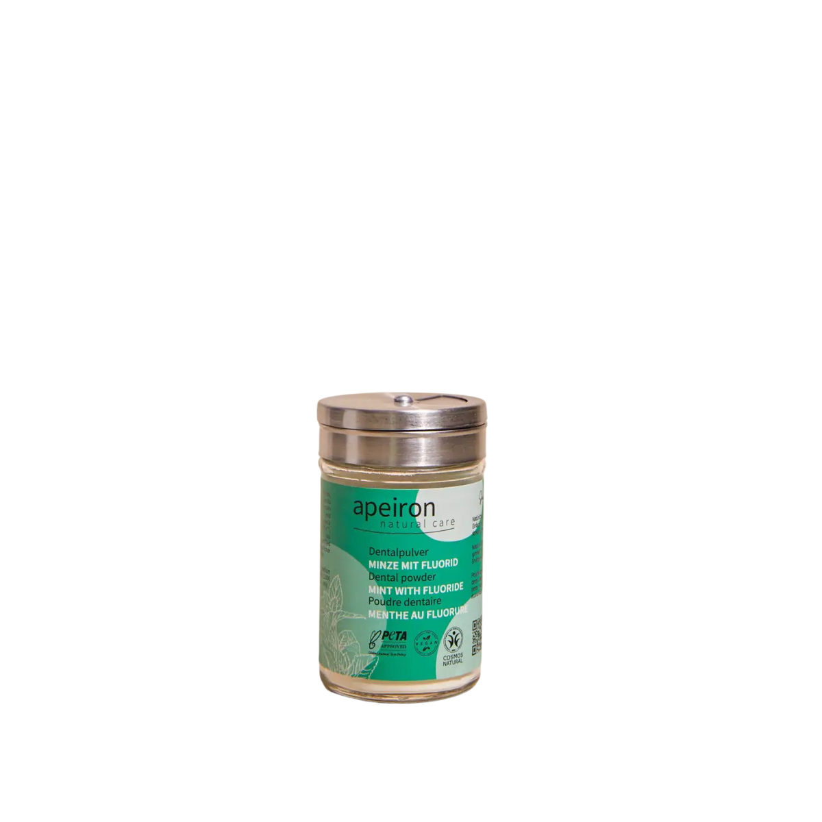 Apeiron Dentalpulver Minze mit Fluorid, 40g, für sanfte Zahnpflege und Schutz des Zahnschmelzes, mit Kräutern, von Spa Vivent