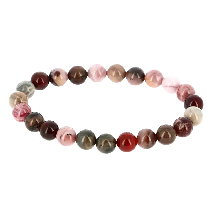 Perlenarmband aus versteinertem Holz von Artisans de Madagascar, 8 mm, elegantes Schmuckstück mit natürlichen Holzperlen.