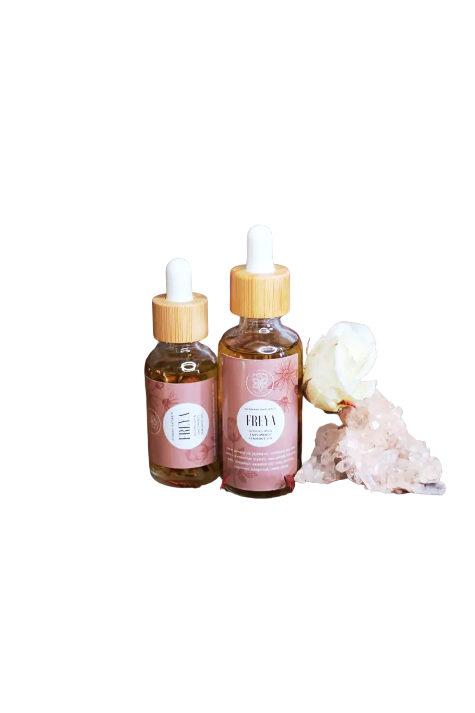Ayamani Naturals FREYA Öl, feminines Massageöl mit Ritual- und Körperpflege für natürliche Entspannung und Ermächtigung.