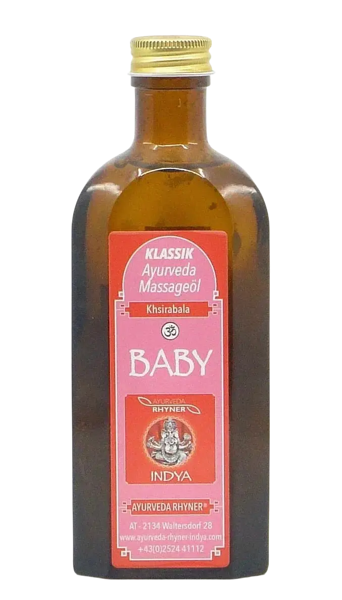 Rhyner Ayurveda Massageöl für Babys Khsirabala Thaila in 250ml Flasche, mit natürlichen Inhaltsstoffen, für sanfte Babymassage