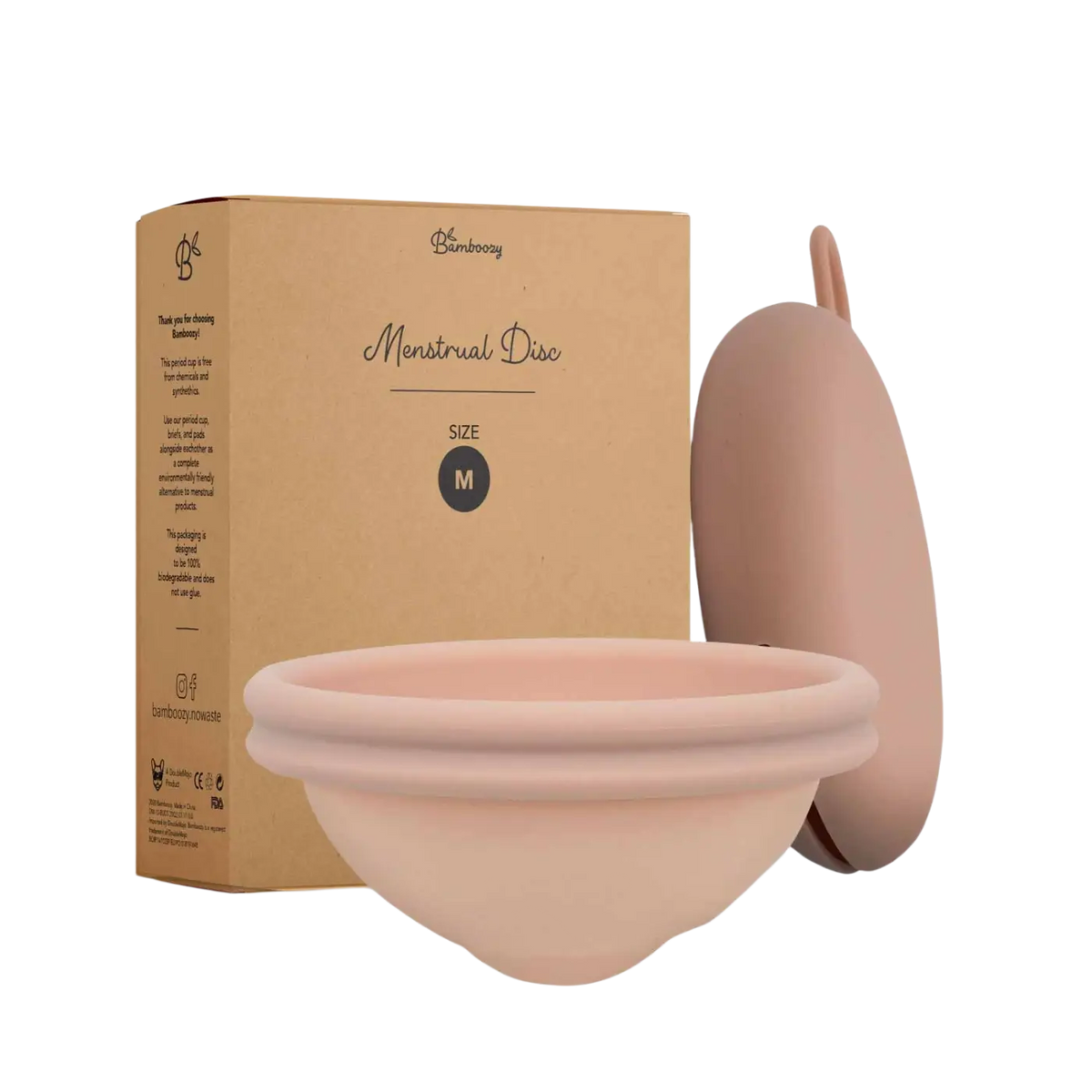 Bamboozy Menstruationsscheibe aus Silikon, ergonomisch geformt, für sicheren und komfortablen Menstruationsschutz.
