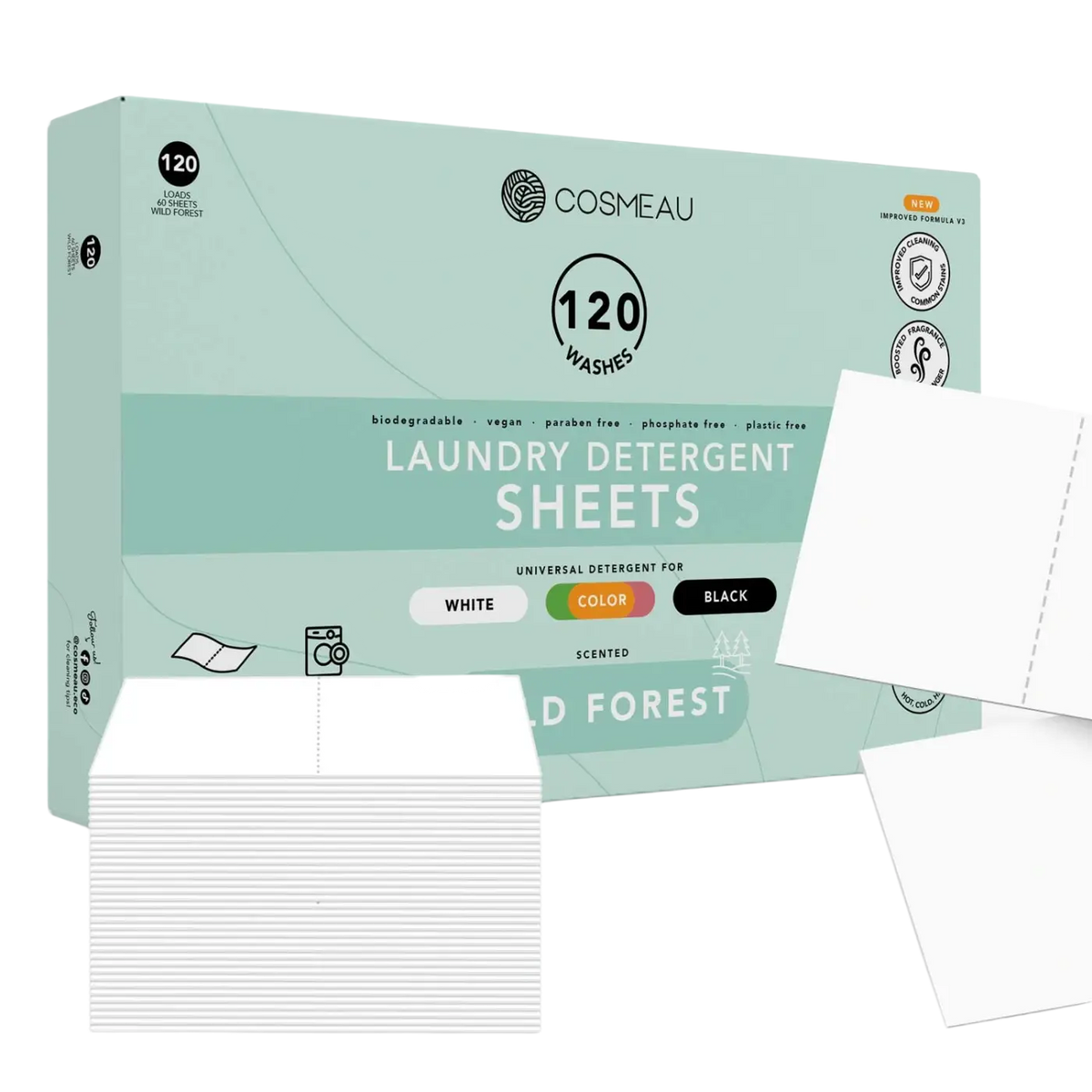 Bamboozy x Cosmeau Wild Forest Wäschetücher aus Bambus, umweltfreundliches Reinigungsmittel, grüne Naturmuster, nachhaltige Pflege