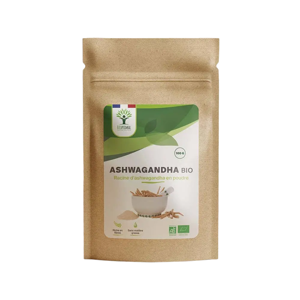 Bio Ashwagandha Pulver von Bioptimal, 100 g, natürliches Adaptogen für Energie, Balance und Wohlbefinden in einer Packung