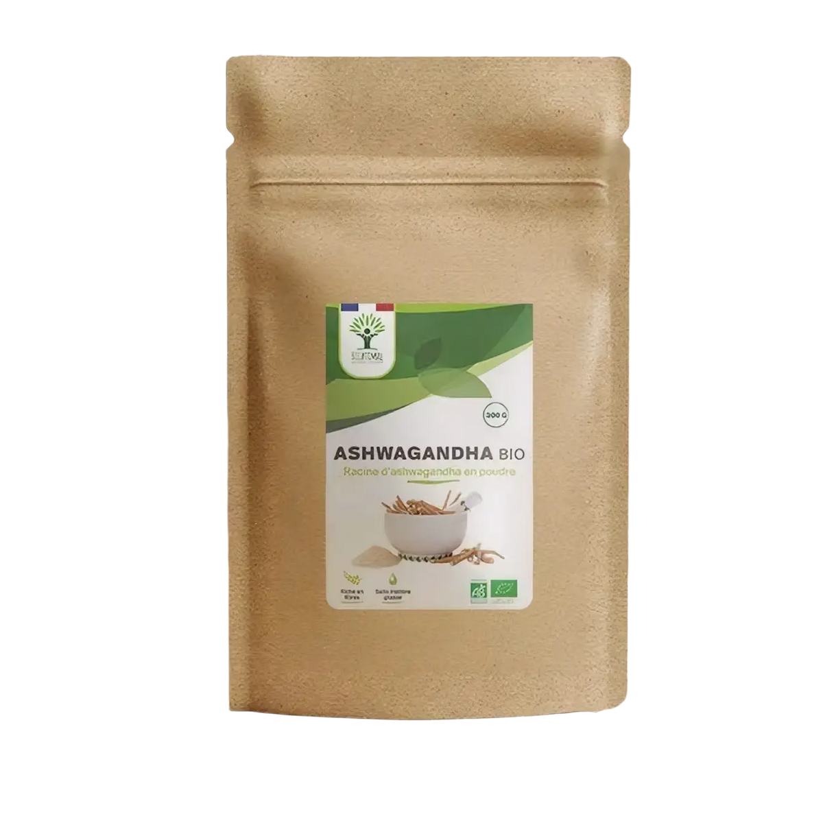 Bioptimal Bio Ashwagandha Pulver 300 g, natürliches Adaptogen für Energie, Balance und Wohlbefinden, in einem transparenten Beutel
