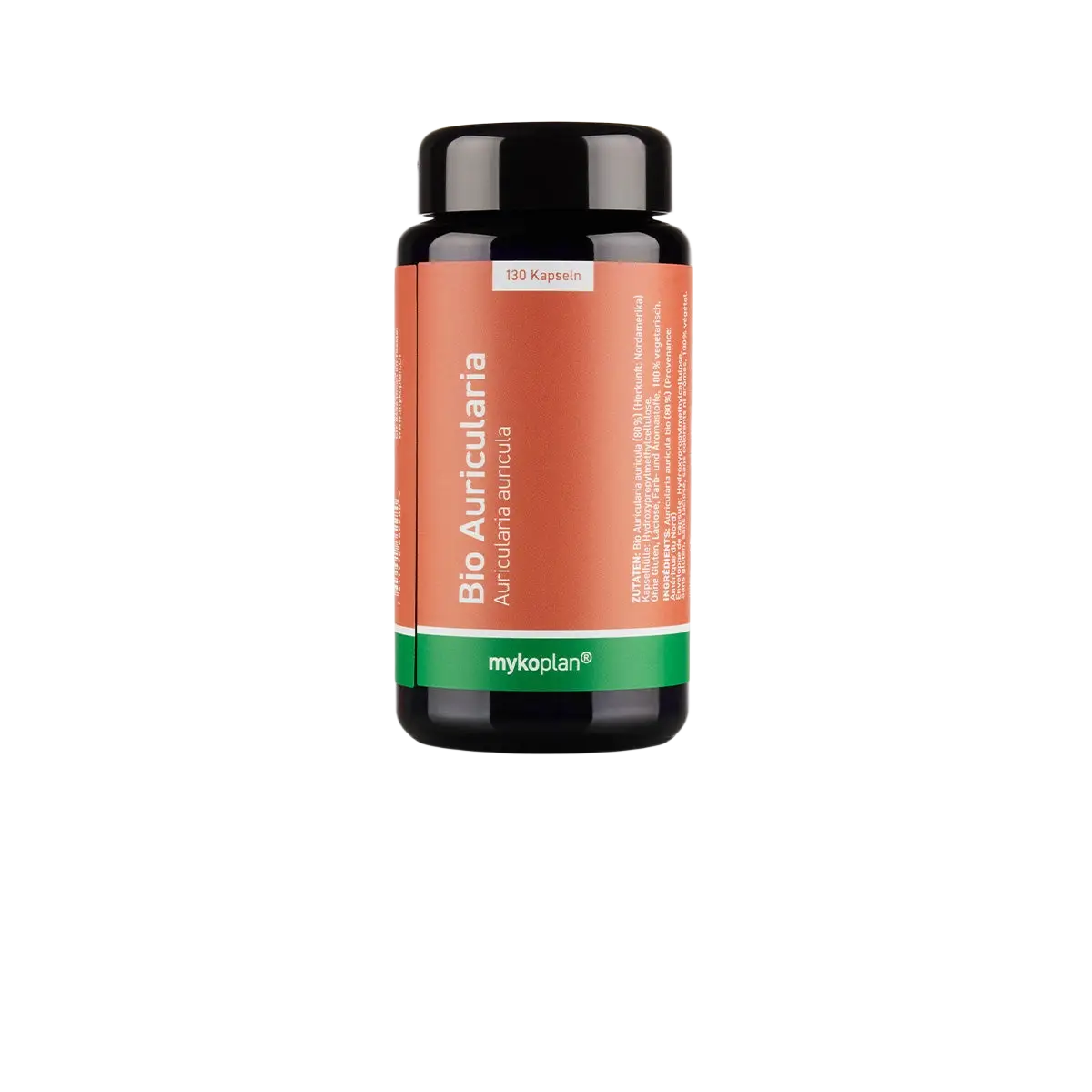 Bio Auricularia Kapseln von Mykopal, Vitalpilz aus Judasohr, für mehr Vitalität und natürliche Balance, in Kapselform.