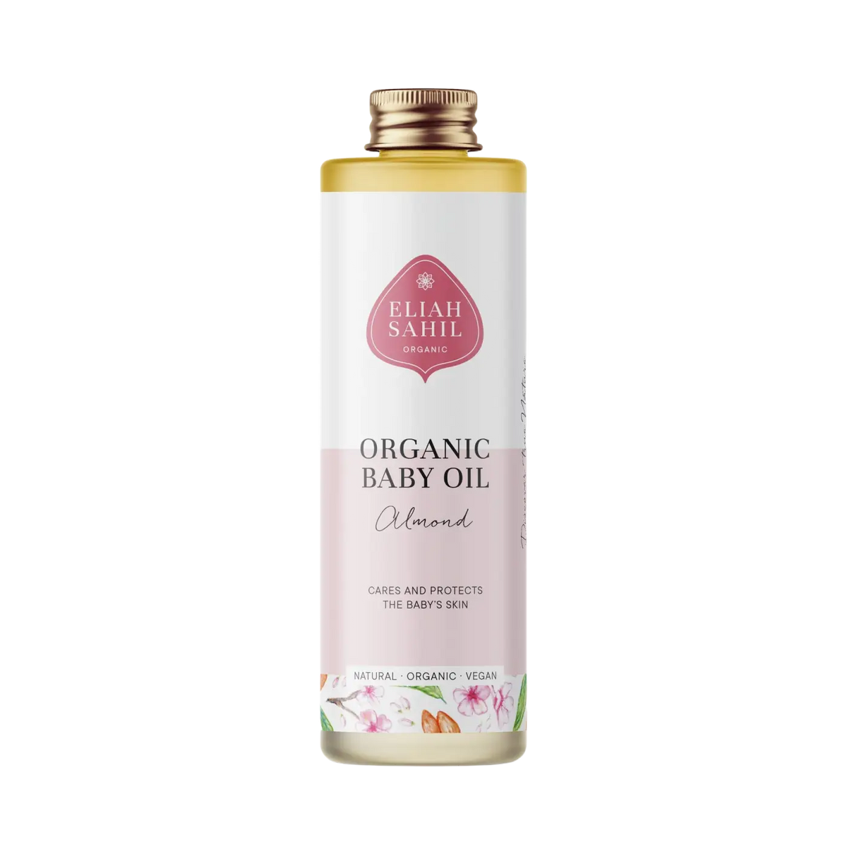 Bio Babyöl Mandel von Eliah Sahil in Glasflasche, pflegt zarte Babyhaut mit natürlichem Mandelöl, 100 ml.