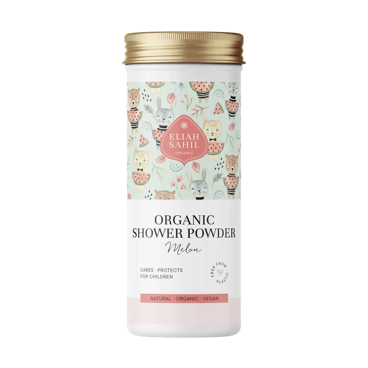 Bio Duschpulver Kinder Melone von Eliah Sahil in zylindrischem Behälter, ideal für Haare, 90 g