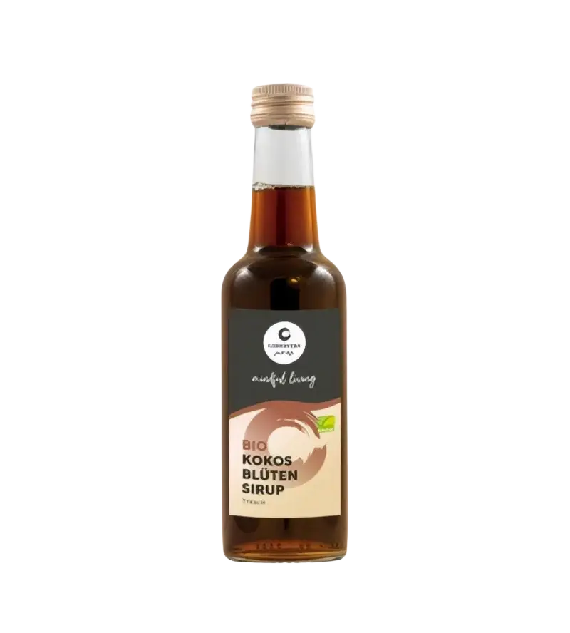 Bio Kokosblütensirup von Cosmoveda in 250ml Flasche, flüssiger Sirup aus Kokosblüten, ideal für Desserts und Getränke