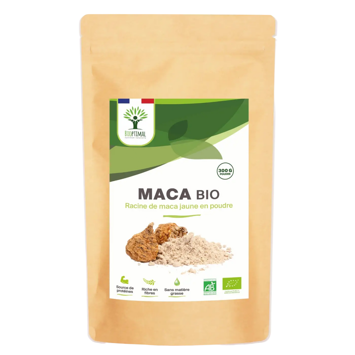 Bio-Maca-Pulver von Bioptimal, veganes Nahrungsergänzungsmittel für Leistungsfähigkeit, Vitalität, Libido und Fruchtbarkeit.