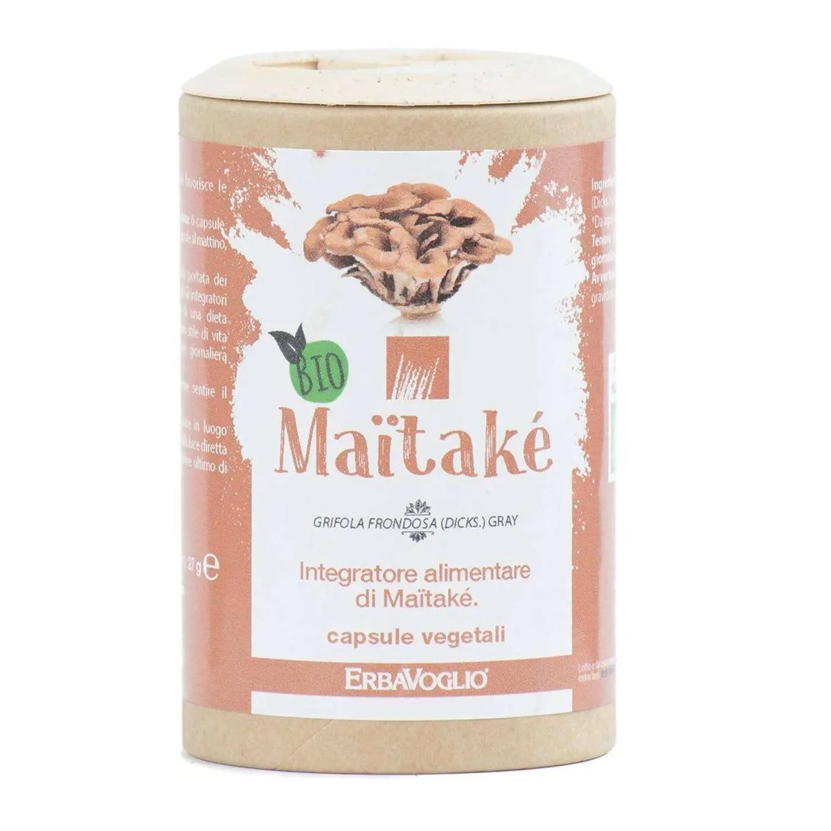 Bio-Maitaké-Kapseln von Erbavoglio, 90 Kapseln à 300 mg, Nahrungsergänzung für Immunsystem, Blutzucker und Fettstoffwechsel.