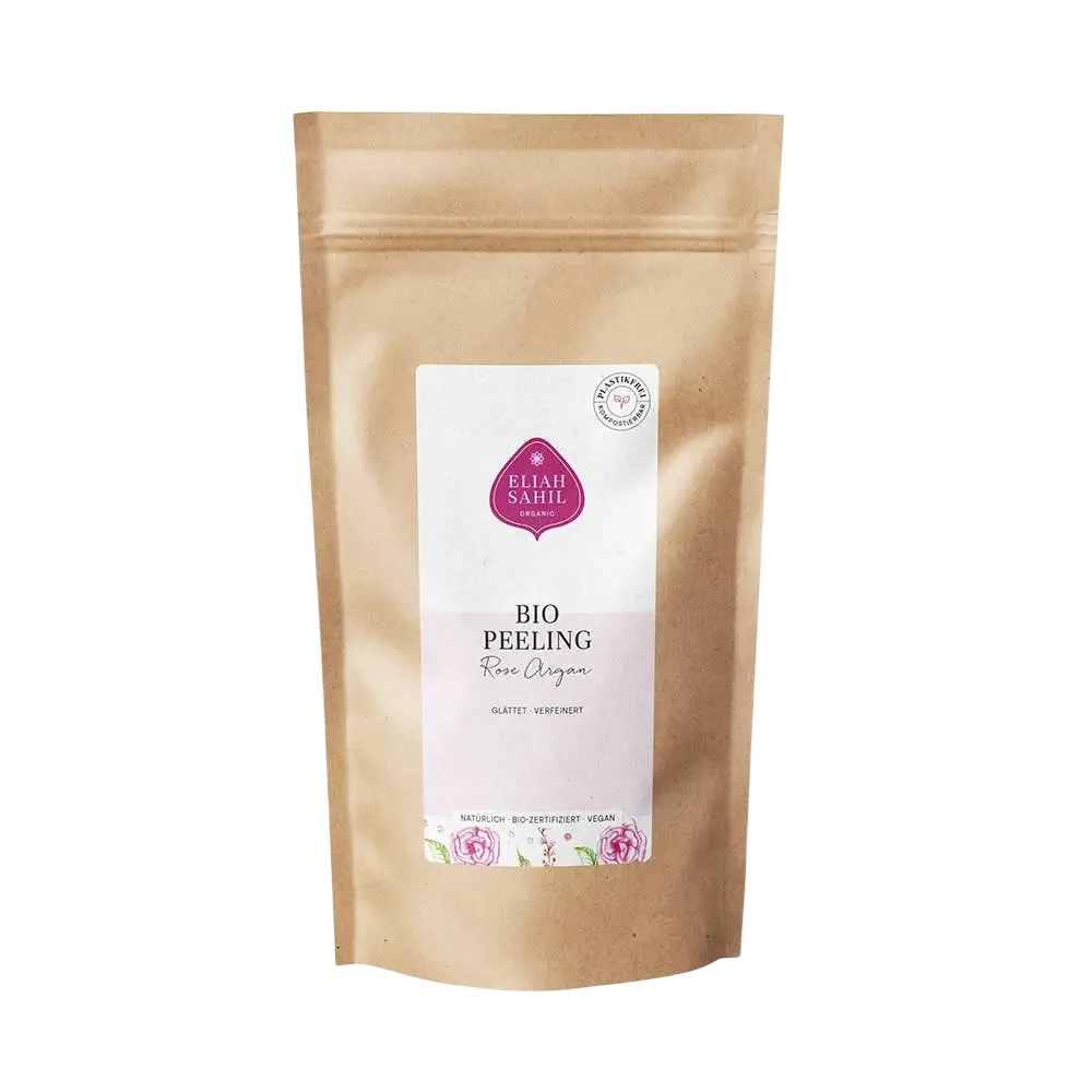 Bio Peeling Rose Argan Refill für Gesicht, 700g, braune Verpackung, von Eliah Sahil Organic Care GmbH, mit natürlichen Rosen- und Argan-Extrakten