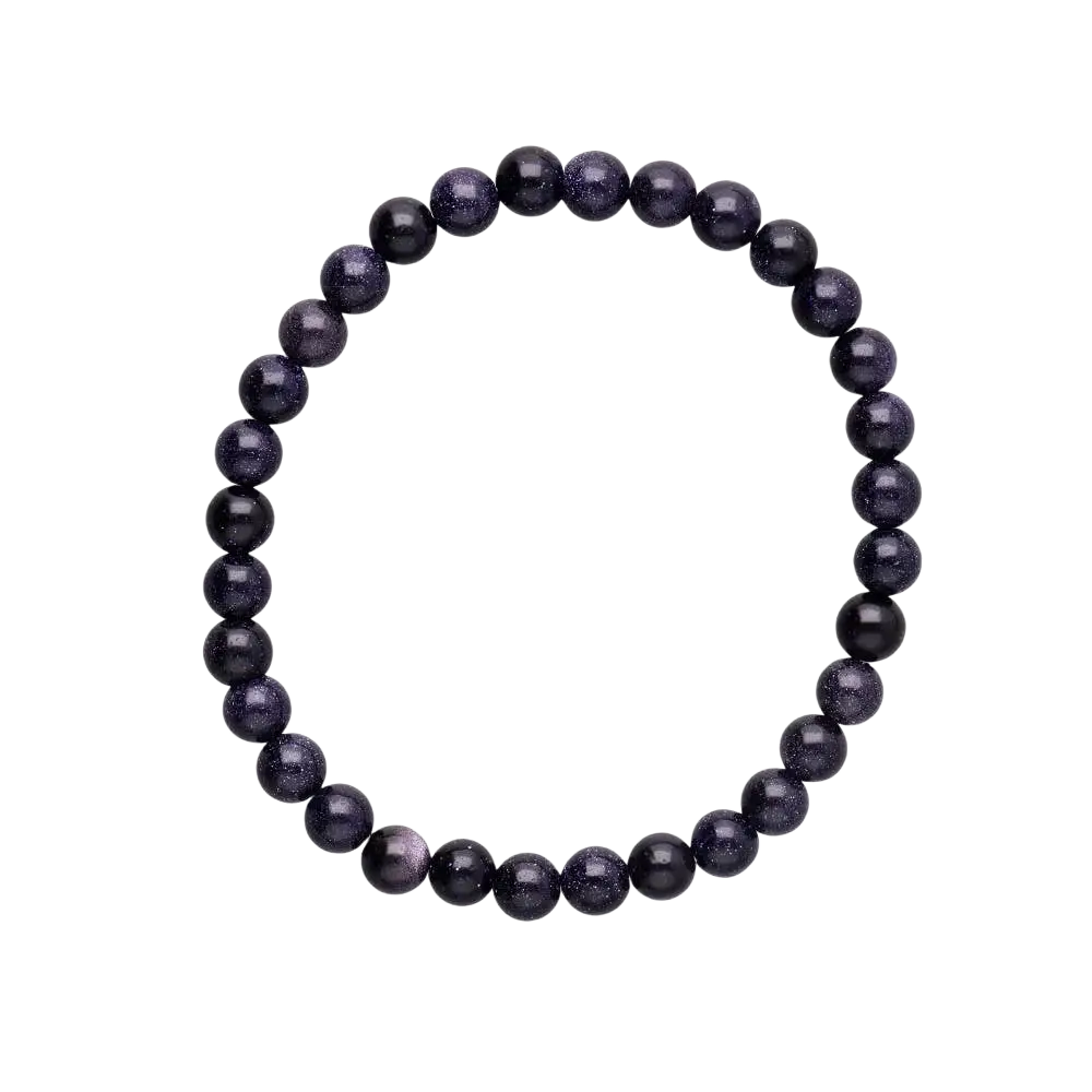 Blaues Goldfluss-Armband aus 6 mm Perlen, fördert Klarheit, Intuition und Stressreduktion, von Vives de la Cortada S.L.
