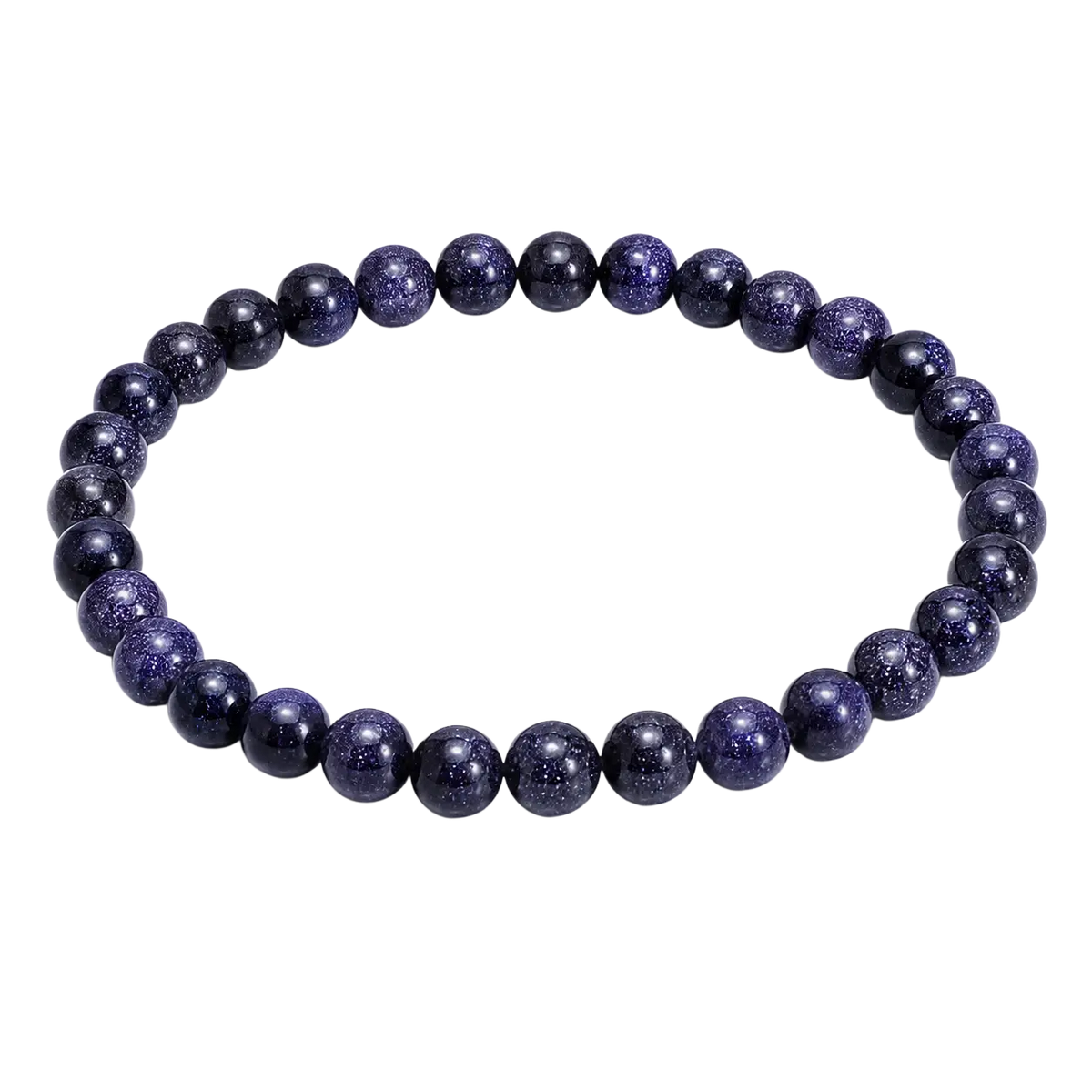 Blaufluss Edelsteinarmband 6 mm von GangaPrem, funkelndes Armband für Meditation und energetische Heilung.