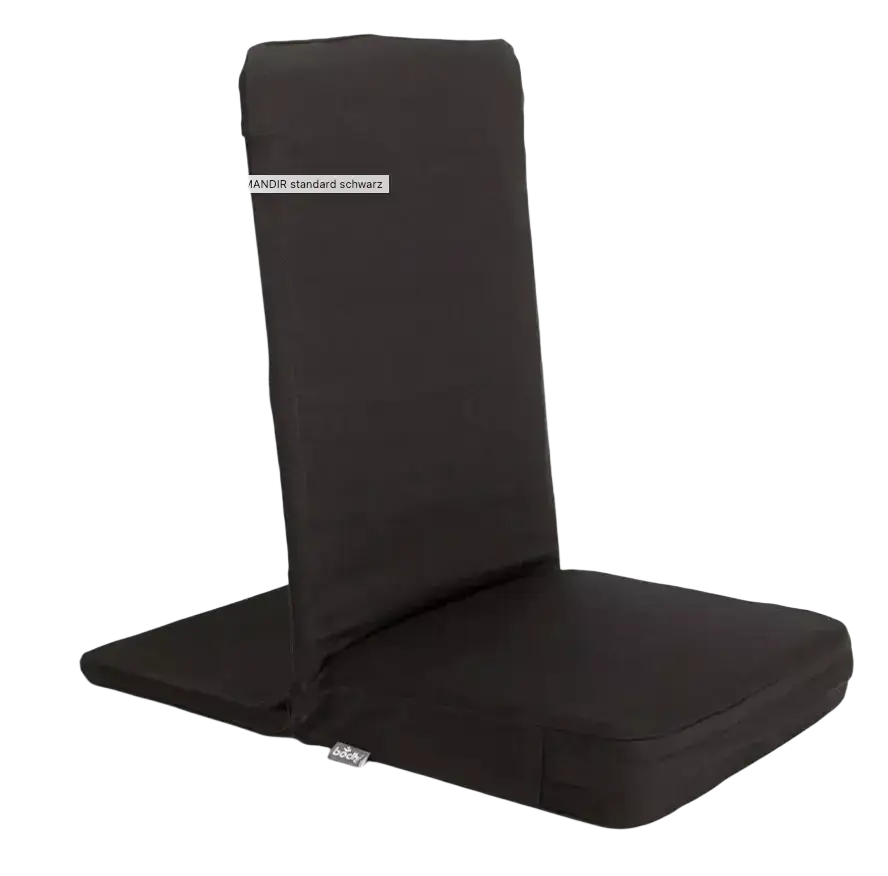 Schwarzer bodhi mandir backjack bodenstuhl mit minimalistischem design und stabiler konstruktion aus stoff