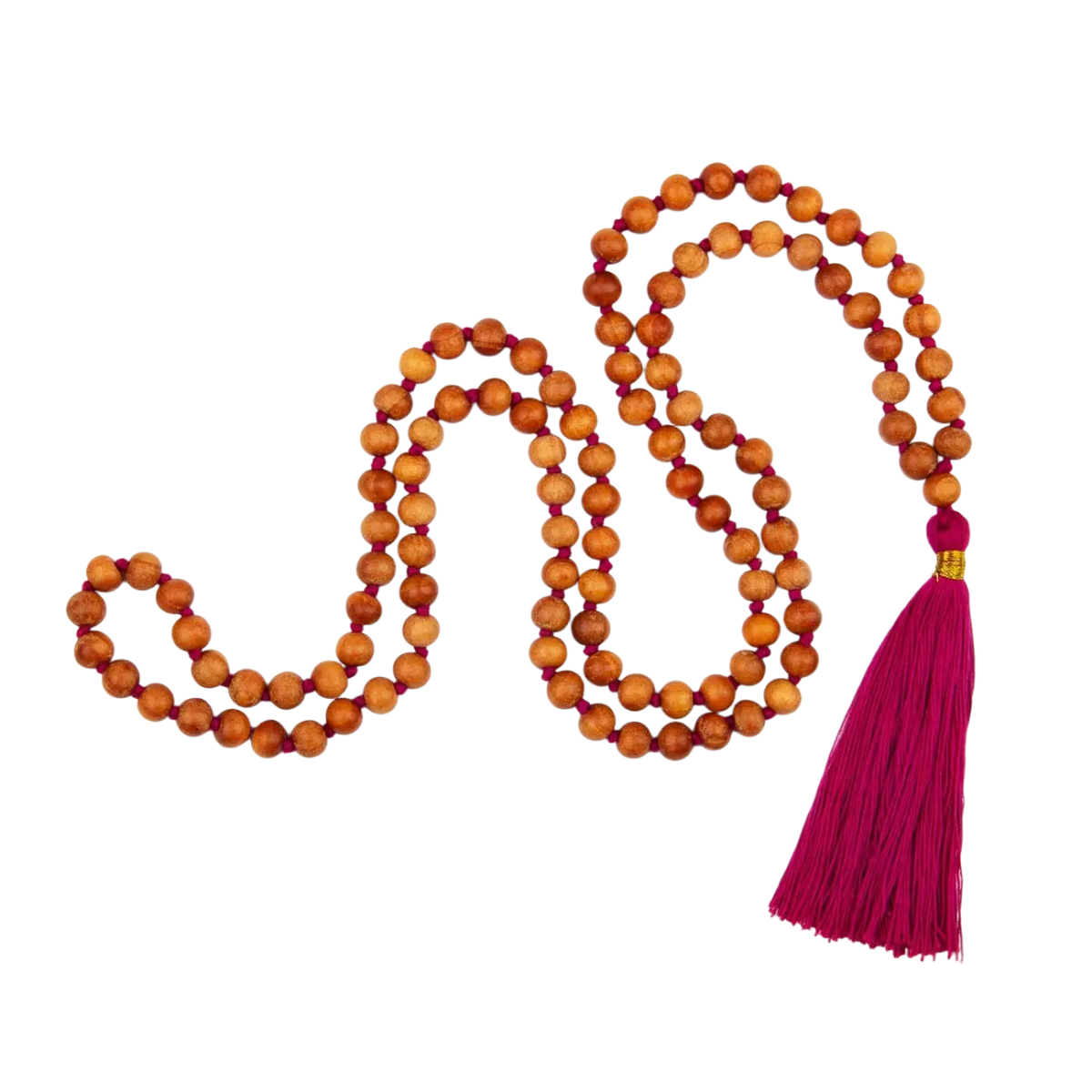Bodynova Mala Yoga Kette aus Sandelholz mit Duft, bunte Quaste, 108 Perlen, elegantes Schmuckstück für Meditation und Yoga