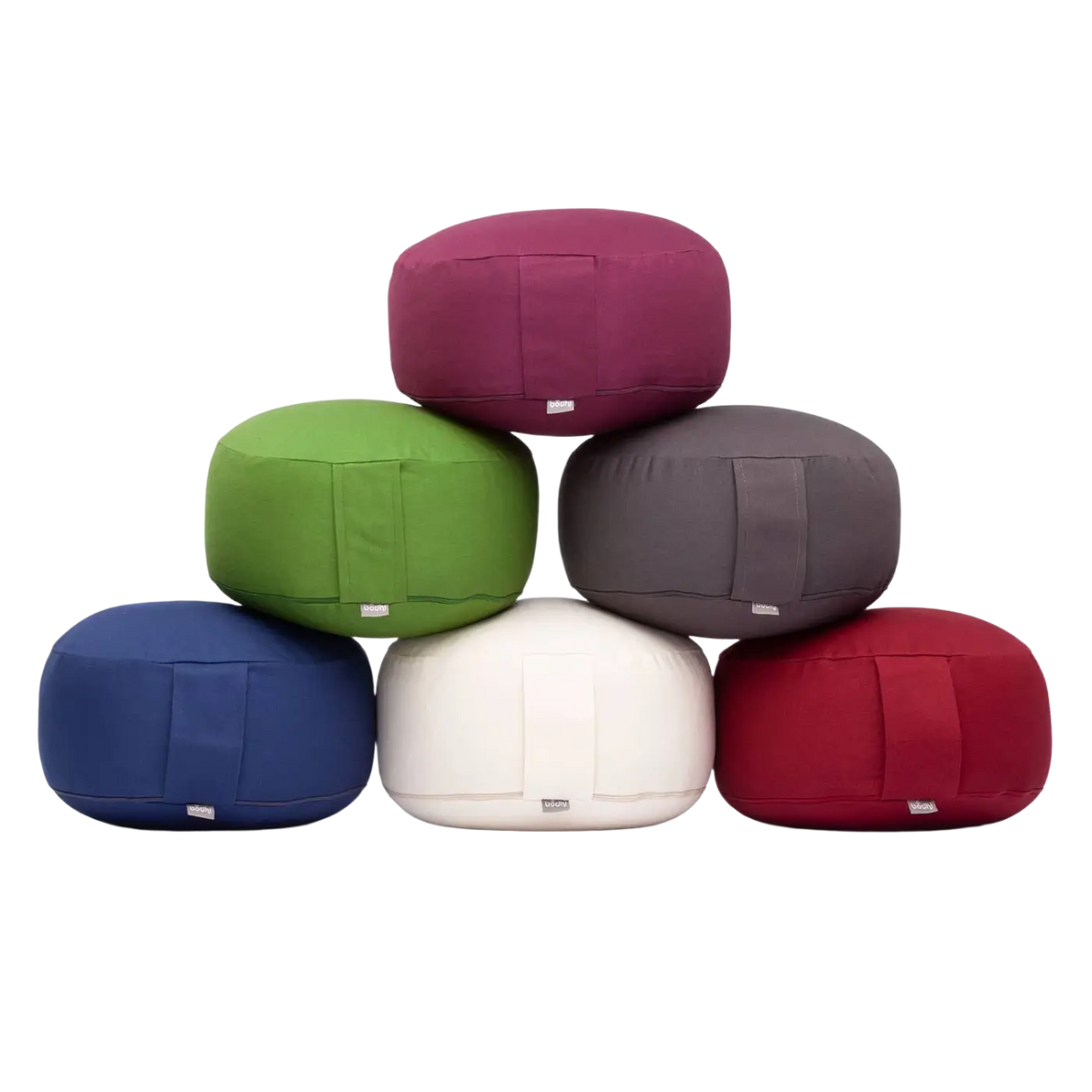 Rundes Bodynova RONDO ECO Meditationskissen in Anthrazit aus nachhaltigem Bio-Dinkel, bequem und anpassungsfähig für Meditation.