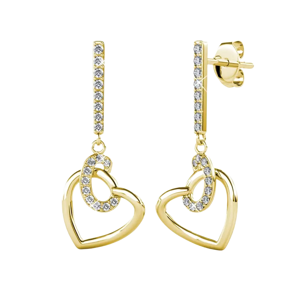 Goldene CARALI / MYC Paris Allure Ohrringe mit Kristall, eleganter Schmuck für Damen, detailreiche Ohrschmuck-Design