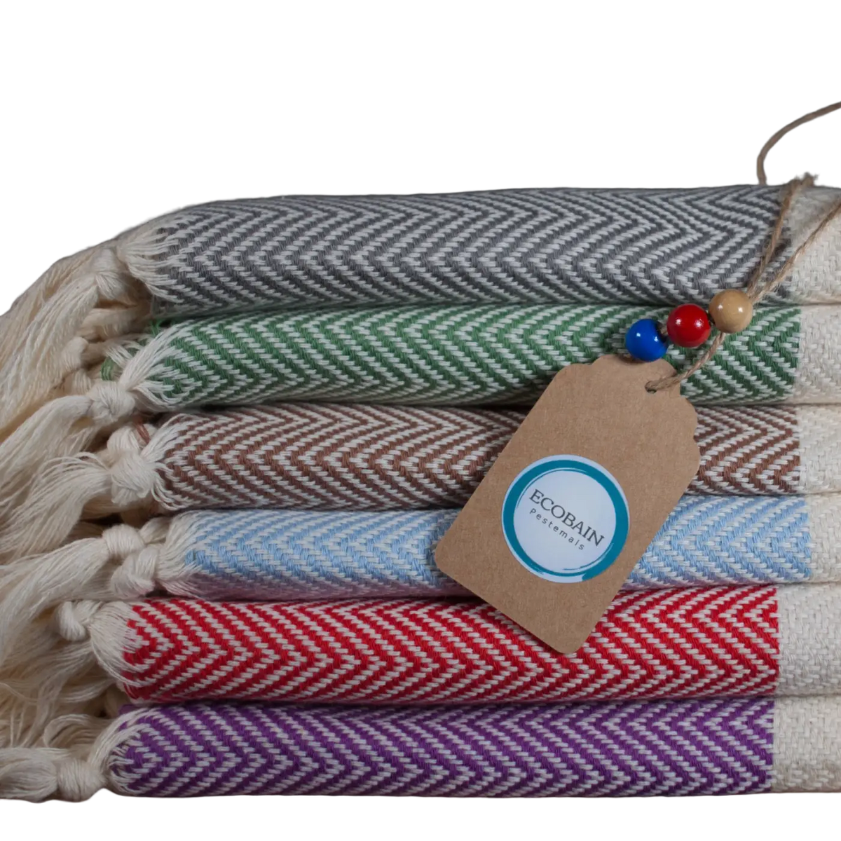 Ecobain Couture Towel Badetuch im Fischgrätmuster, 100x180cm, weiches Hamamtuch für Sauna und Strand