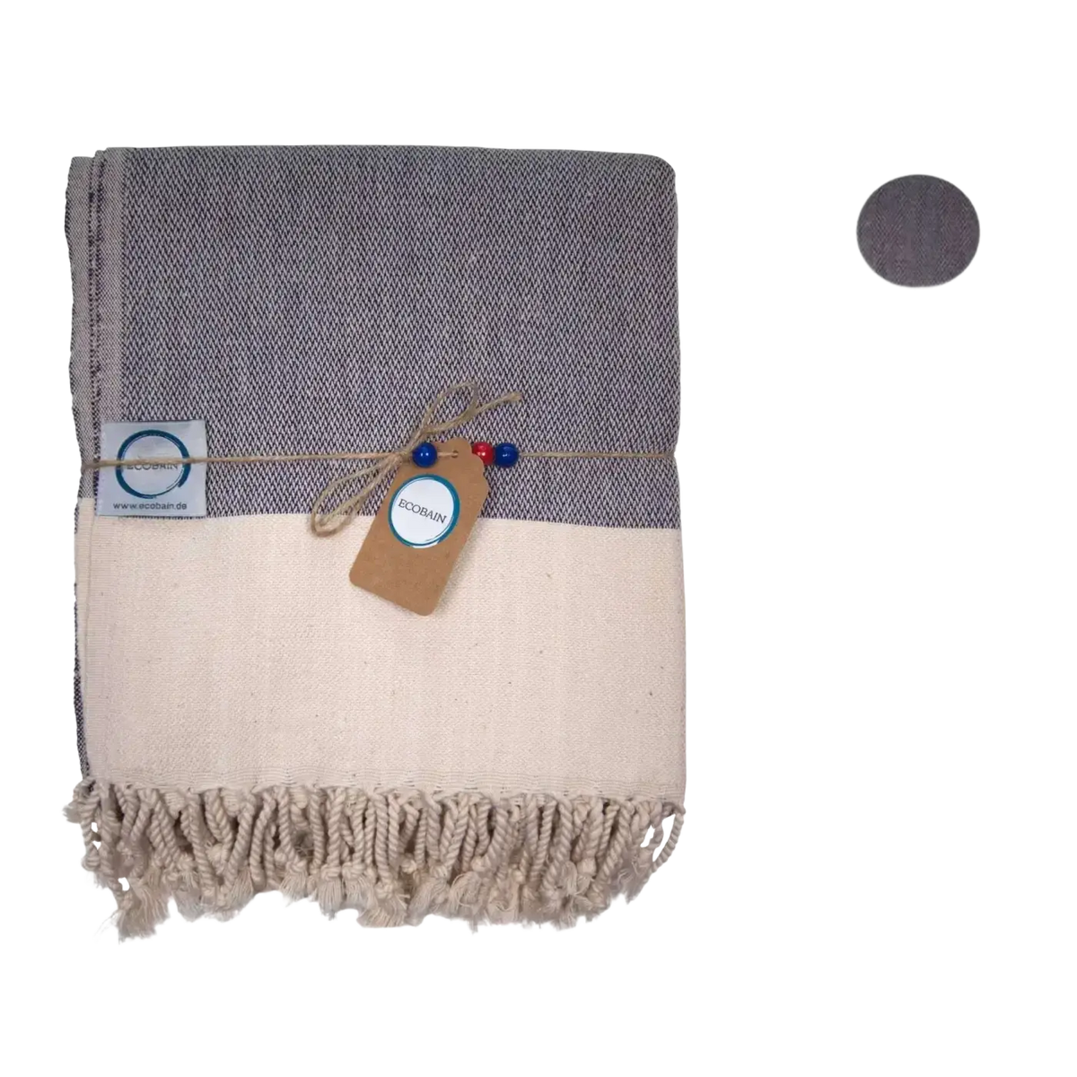Ecobain Rugged Hamamtuch Schwarz-Lavendel, 160 × 95 cm, weiches, saugfähiges Handtuch aus Baumwolle, ideal für Sauna und Strand