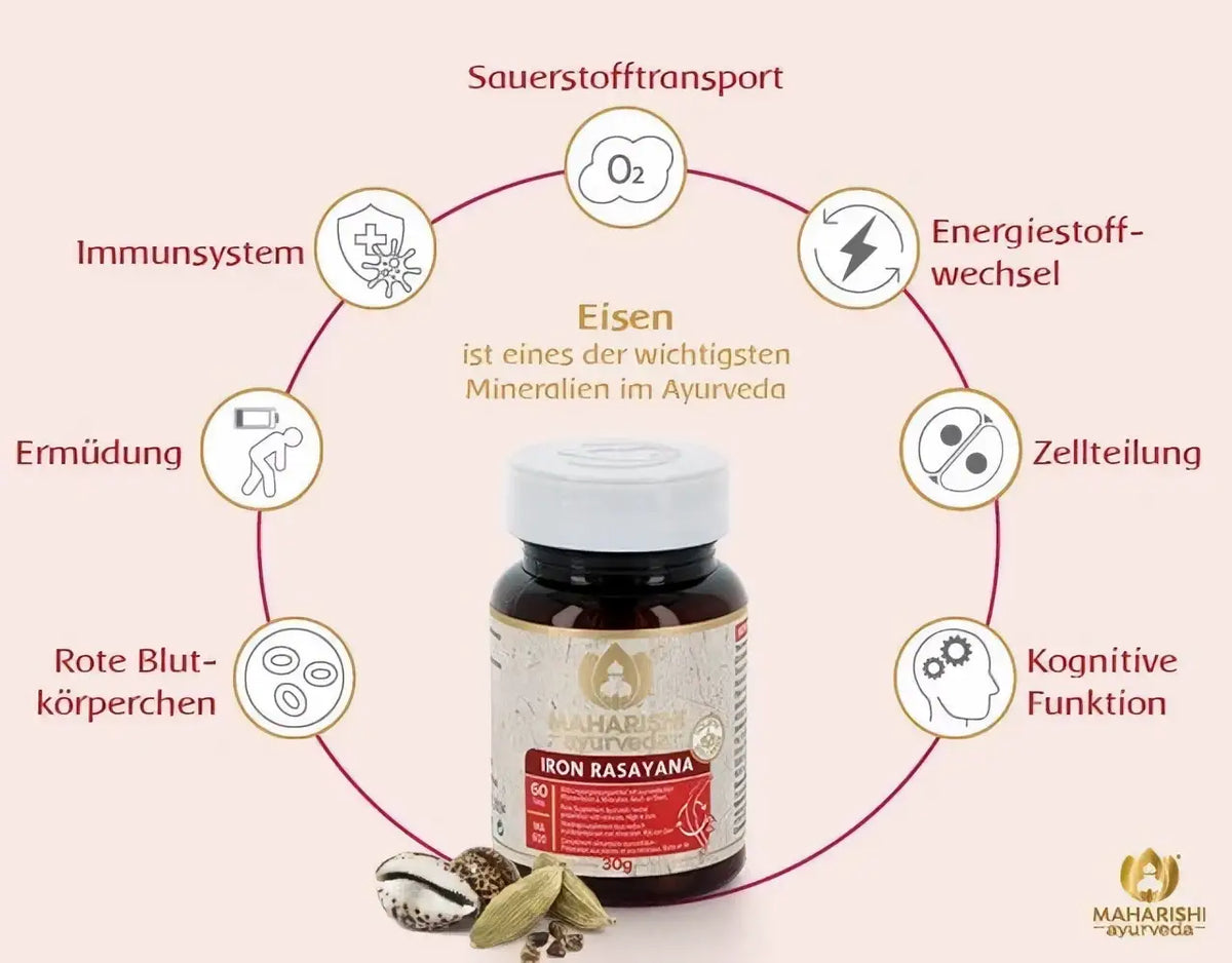 Maharishi Eisen-Rasayana, 60 Stück, ayurvedisches Eisenpräparat in Tablettenform, natürliche Nahrungsergänzung für mehr Energie