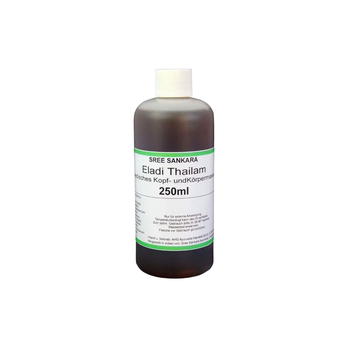 AHG Eladi Thailam Massageöl für Haut und Kopf, pflegend und balancierend, 250 ml Flasche, natürliche Hautpflege.