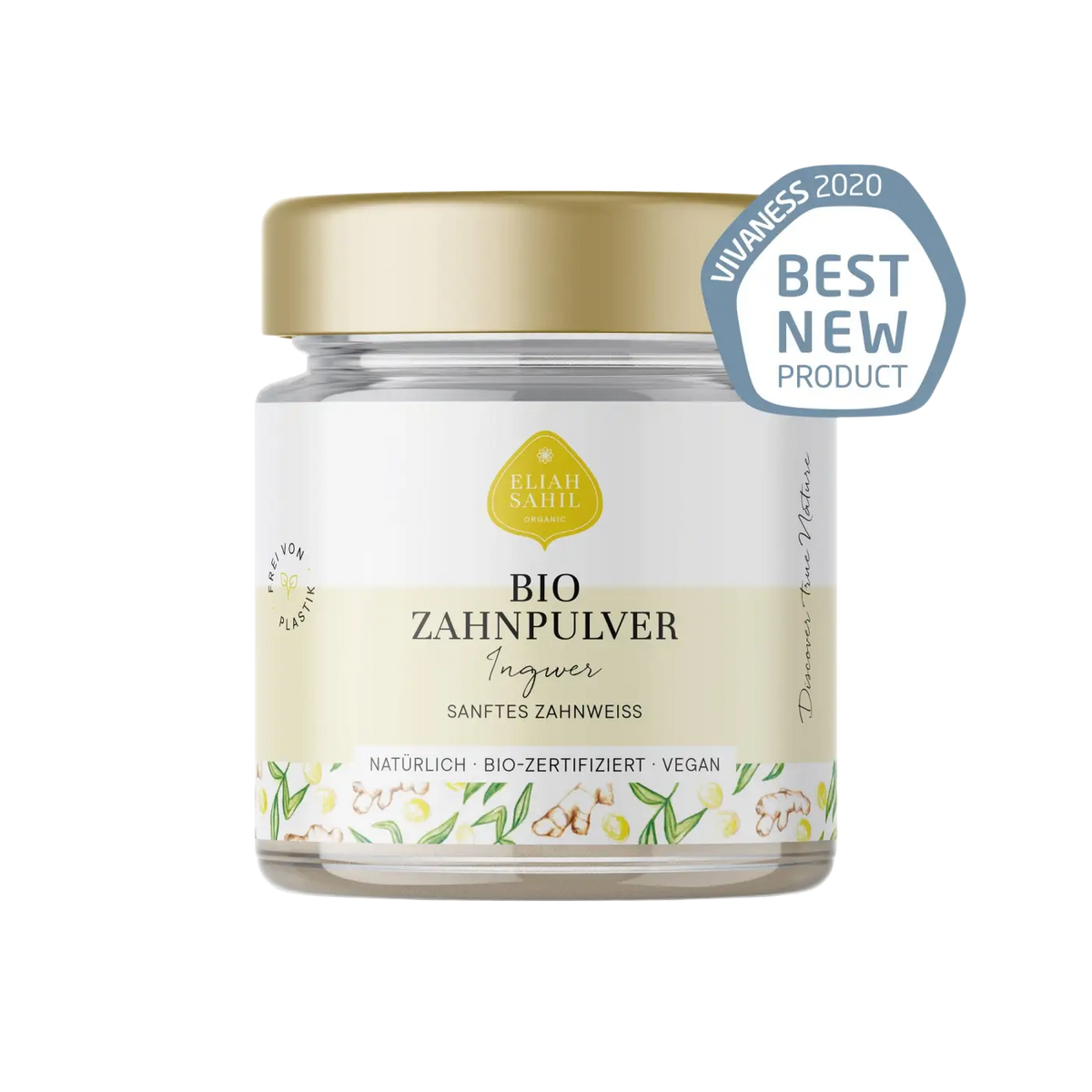 Eliah Sahil Zahnpulver Ingwer, natürliches Zahnweiss, Bio garantiert, 45g, für sanfte Zahnpflege, österreichische Marke.