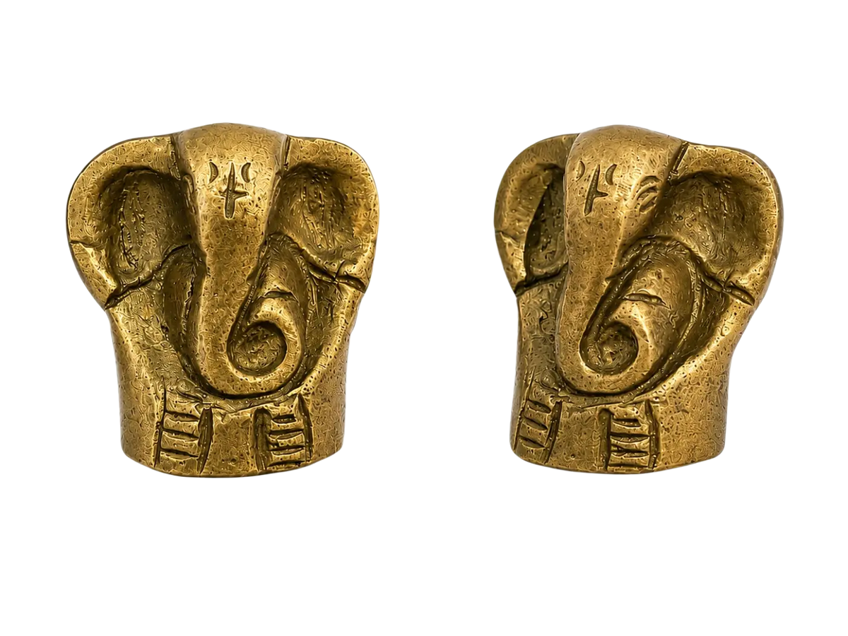 Kleine Ganesha Figur aus Messing, 4 cm, goldene Dekoration mit Elefantenkopf, handgefertigte hinduistische Symbolfigur