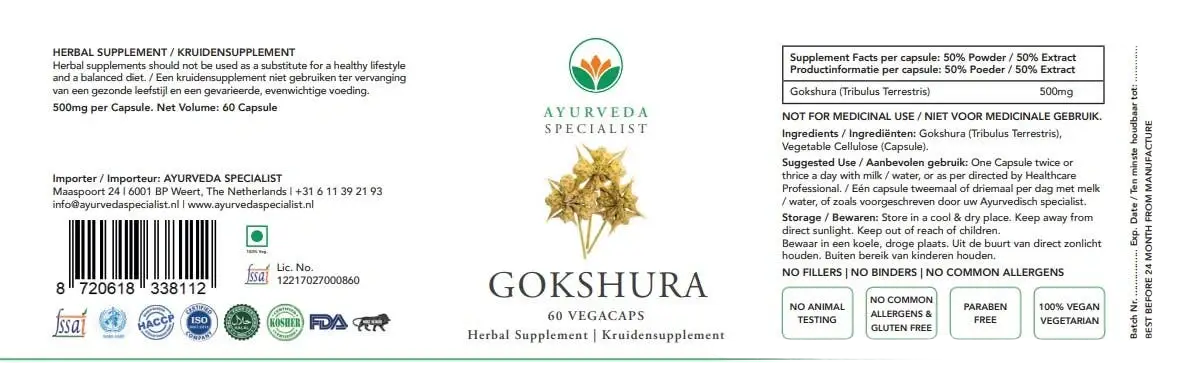 Gokshura Ayurveda Kräuterformel Nahrungsergänzungsmittel in einer Dose, natürliche Kräuter für das Wohlbefinden
