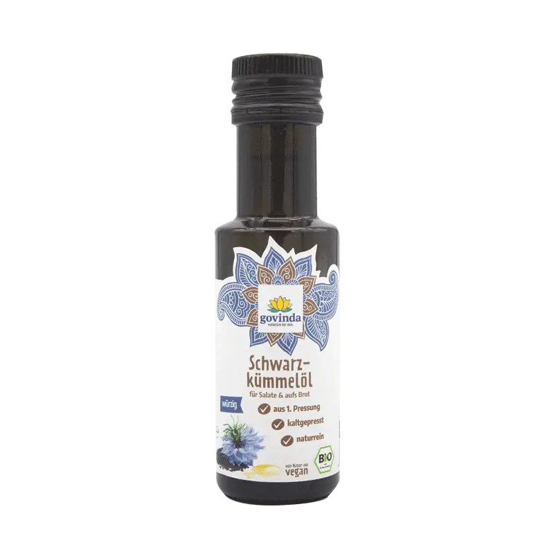 Bio Schwarzkümmelöl von AHG, kaltgepresstes Nigella sativa Öl in 100 ml Flasche, naturbelassen und reich an Nährstoffen.