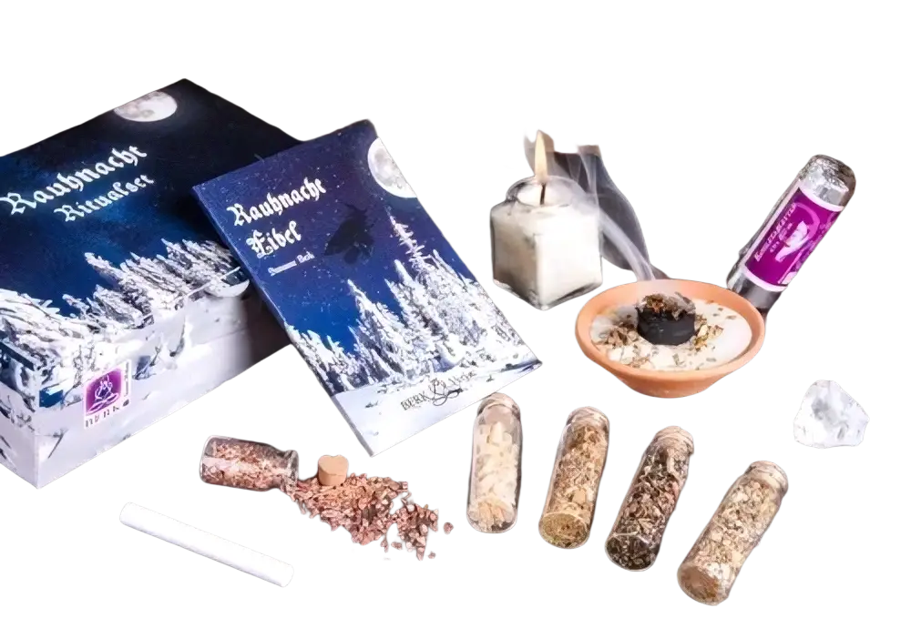 Großes Rauhnacht Ritualset mit blauer und weißer Räucherware, inklusive Raumduft, von Berk für spirituelle Zeremonien