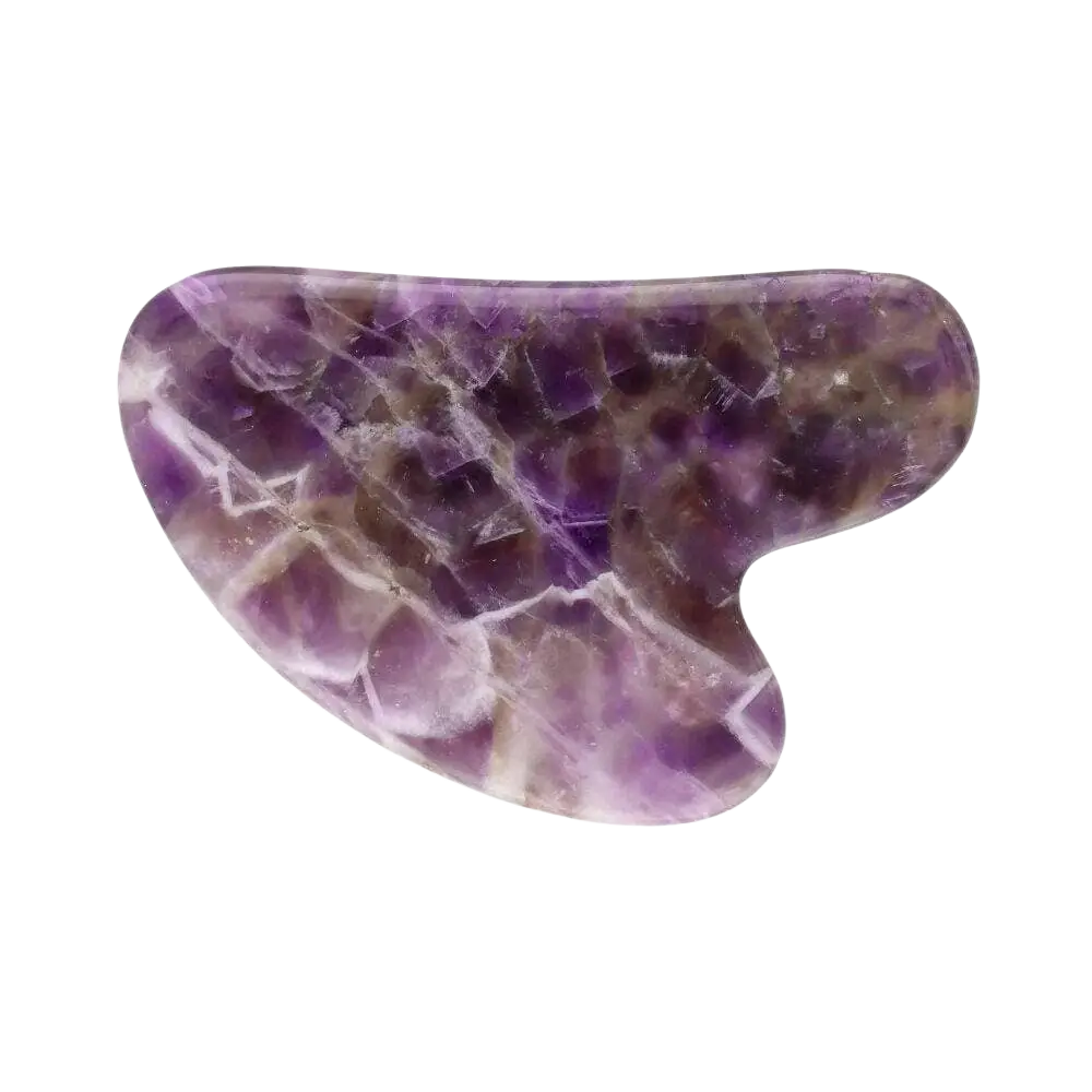 Gua Sha Amethyst-Massagegerät von Vives de la Cortada S.L, glattes, poliertes Zubehör für therapeutische Gesichtsmassage.