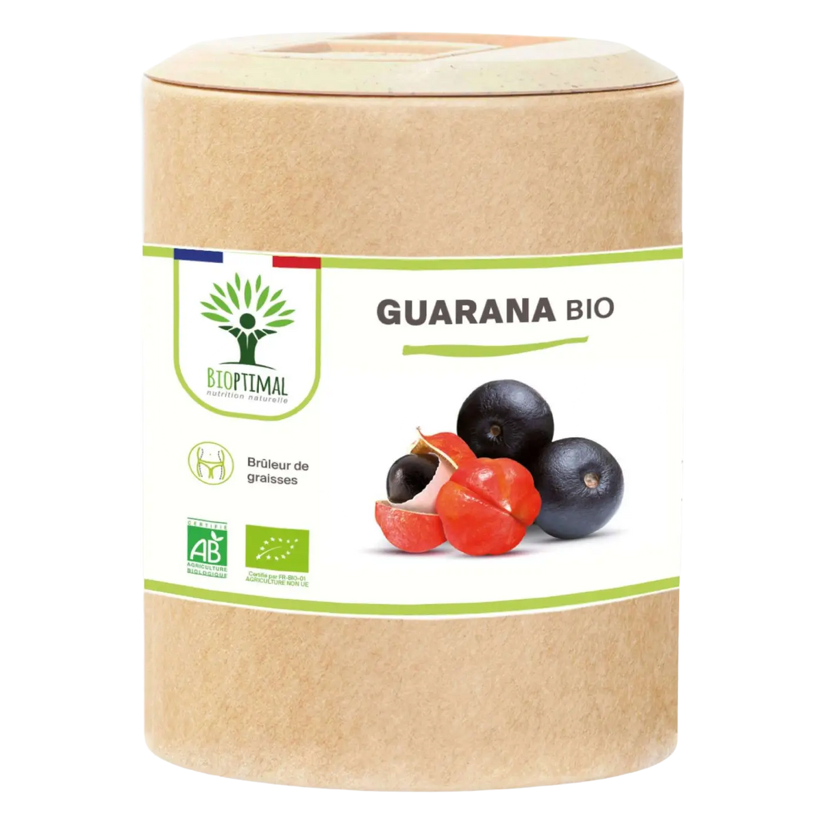Bioptimal Guarana Bio Nahrungsergänzung in Kapseln für Energie, Wachsamkeit und Fettverbrennung, Nahaufnahme der Kapseln