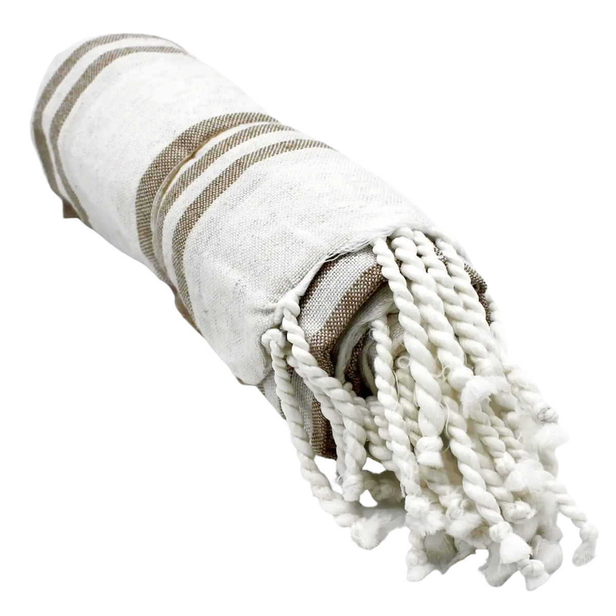 Sandfarbenes Hamam-Spa-Handtuch von AW Artisan, 90 x 170 cm, gerollt und weich, perfekt für Sauna und Spa.