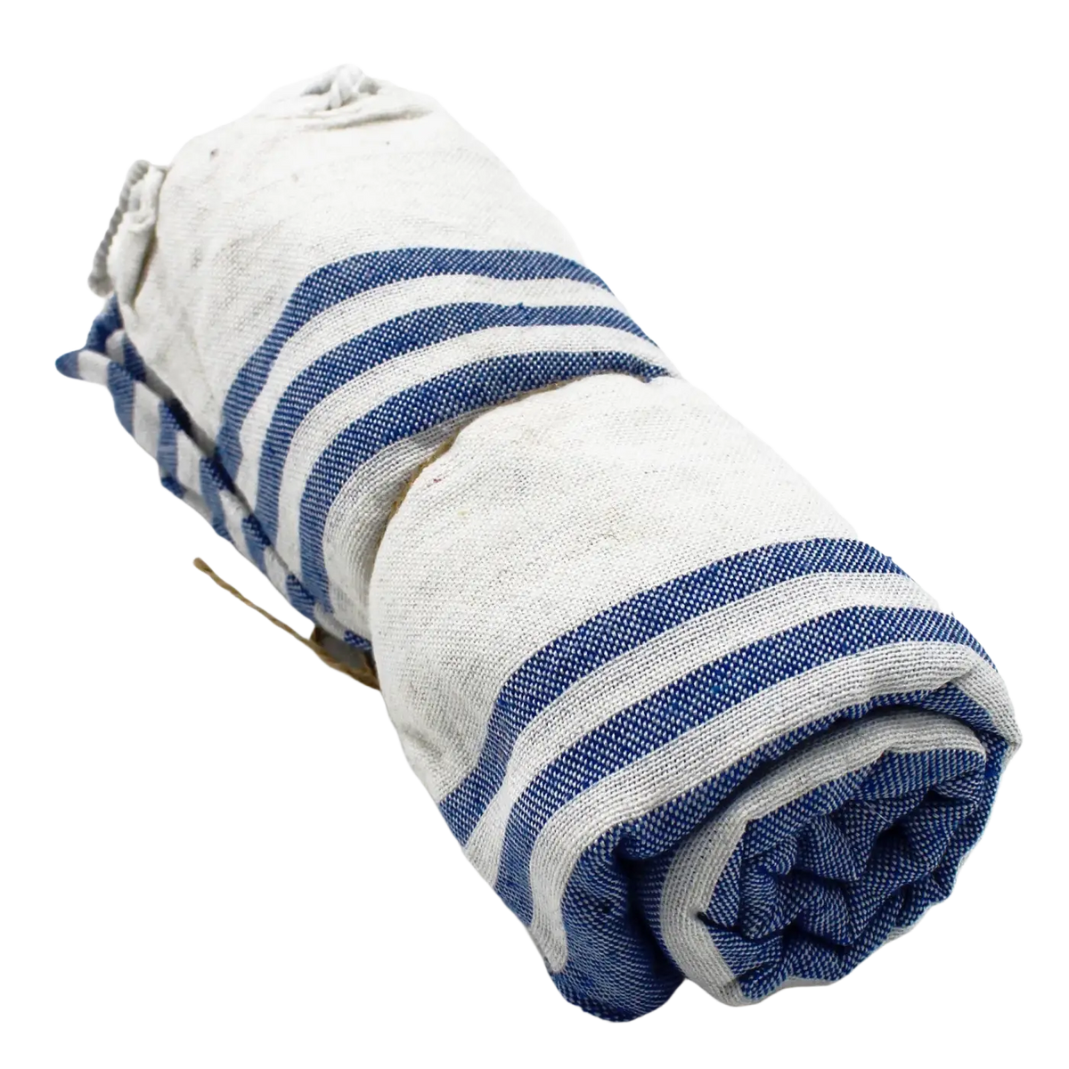 Blaue Hamam-Spa-Handtuch von AW Artisan, 90 x 170 cm, im aufgerollten Zustand, aus Baumwolle, geeignet für Spa und Wellness.