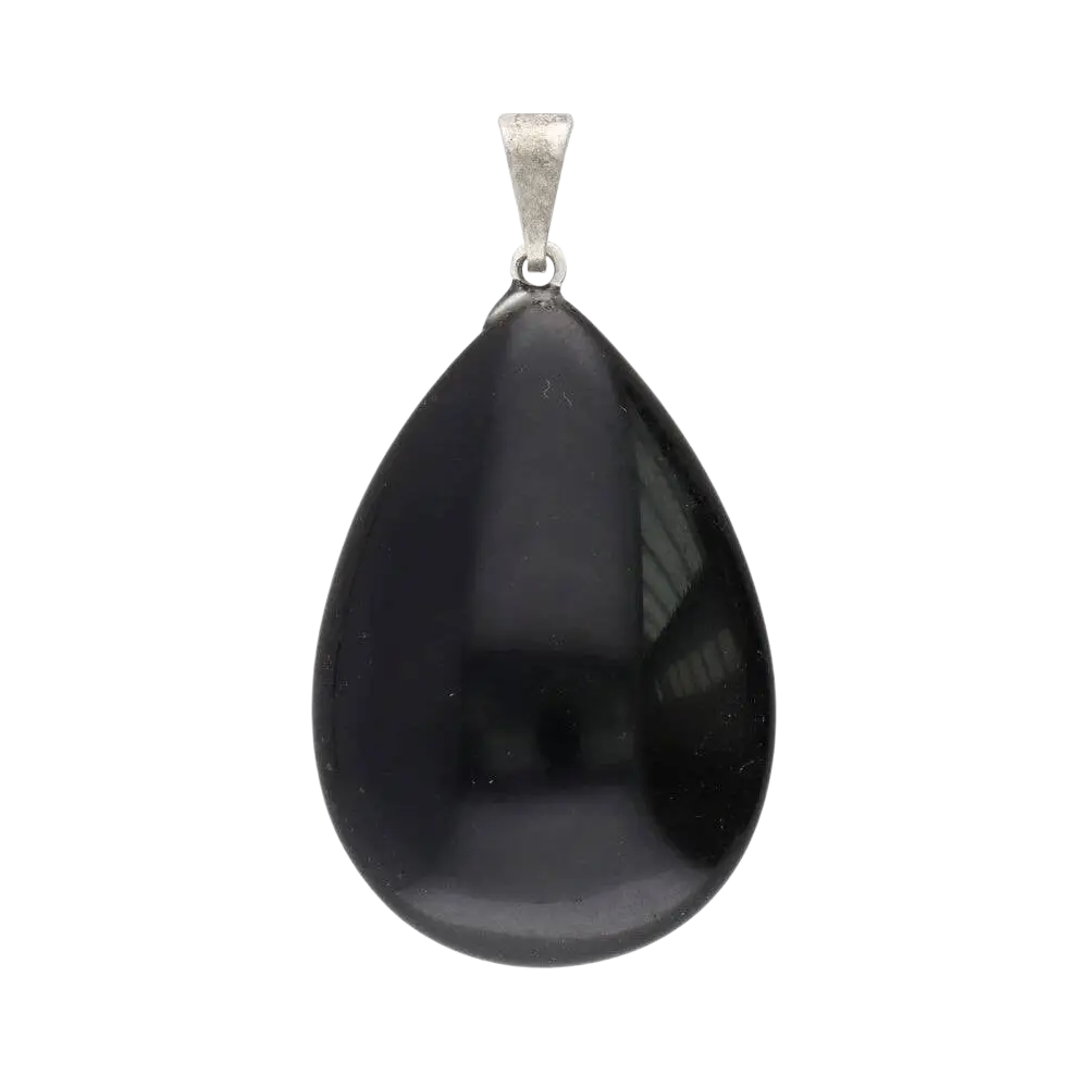 Handgefertigter Obsidian-Tropfenanhänger aus Mexiko, spiritueller Schmuck, dunkler Stein, kunstvoll gestaltet, von Vives de la Cortada S.L