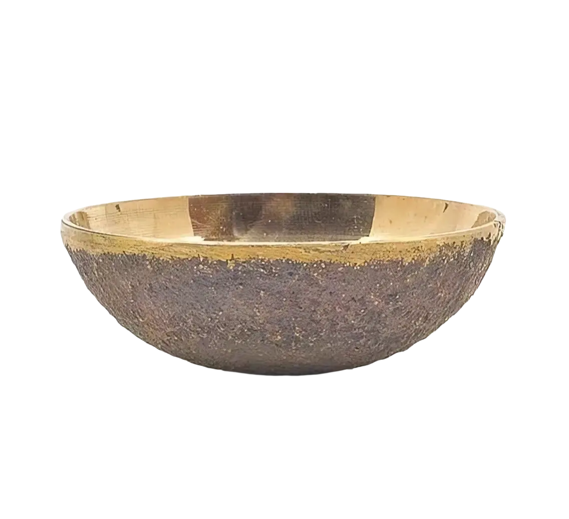 Rau-Kaash-Schale 7,5 cm von Maharishi, ayurvedische Kansu-Schale für energetisierende Fußmassage, aus Metall in natürlicher Optik
