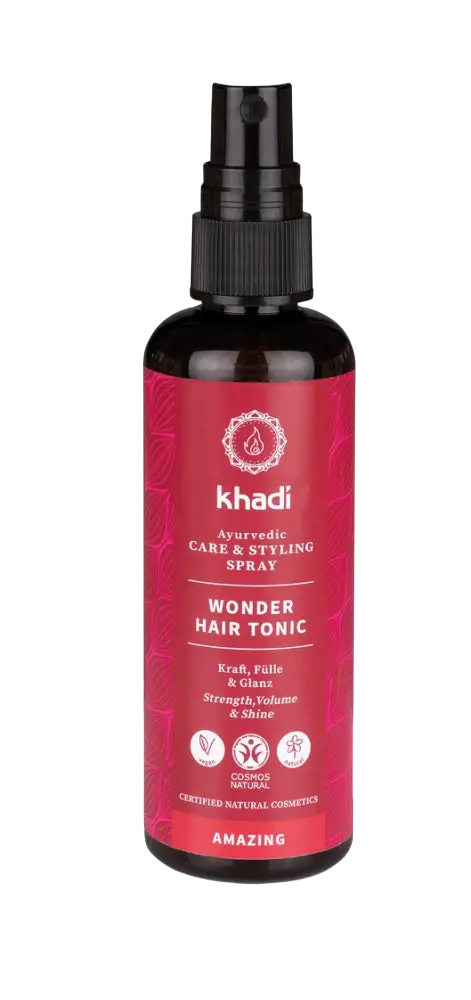 Khadi Wonder Hair Tonic 100ml Flasche, Haarpflegeprodukt für gesundes, glänzendes Haar, elegante schwarze Verpackung