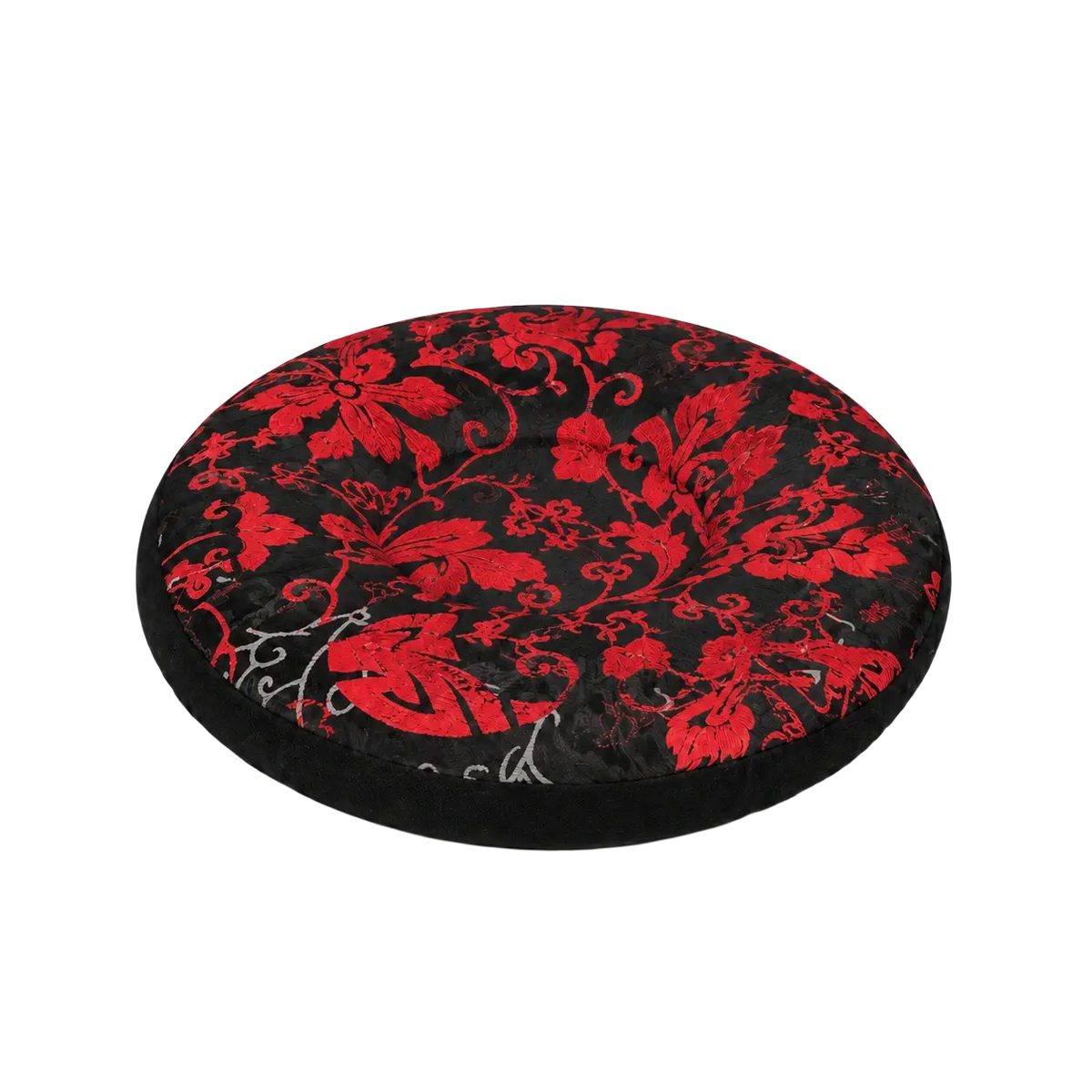Rot schwarz bodynova klangschalenkissen 12 cm aus samt mit floralem muster bei mana shop