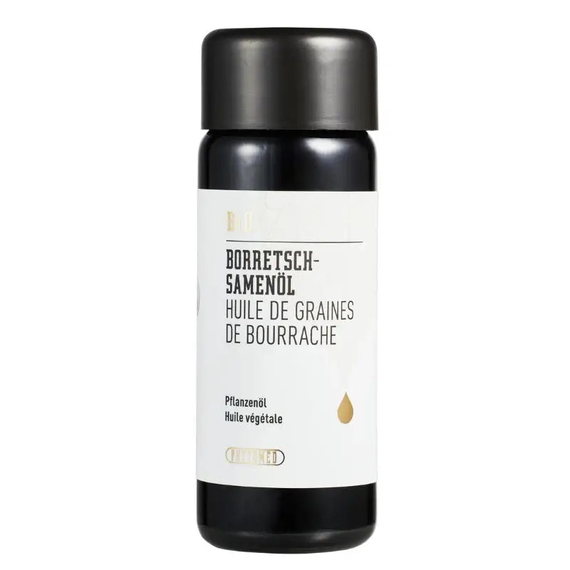 Bio Borretschsamen Körperöl von Phytomed in schwarzer Glasflasche, 50 ml, naturbelassenes Pflegeöl für die Haut