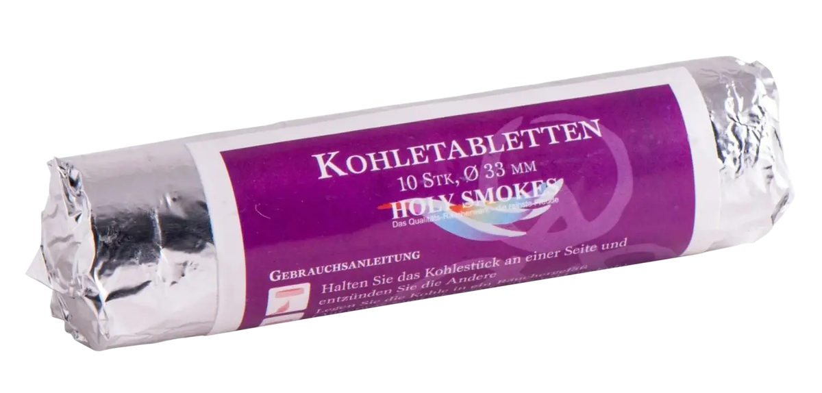 Dessauer Räucherkohle-Tabletten, 40 mm, 10 Stück, ideal für Räucherwaren, glänzende schwarze Kohletabletten zum Räuchern