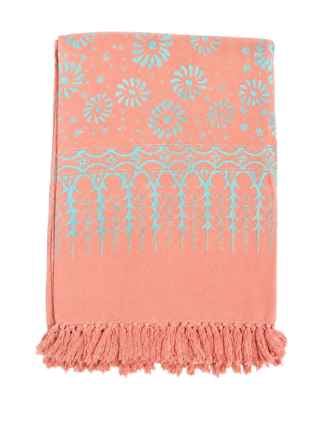 Korallenblüte Lunghi Sarong Pareo Tuch, 160x115cm, aus Hamamtuch von Mana Shop, mit buntem Korallenmuster, leicht und weich