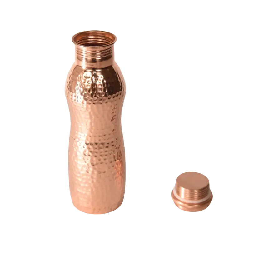 Kupferflasche 950 ml von Mana Shop, ayurvedische Trinkflasche Typ 3 aus Kupfer, mit Deckel und handgefertigtem Design